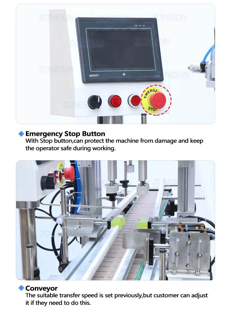 Zonesun Pneumatic Plastic Square Round Glass Bottles Hand Sanitizer Screw Automatic Bottle Capping Machine