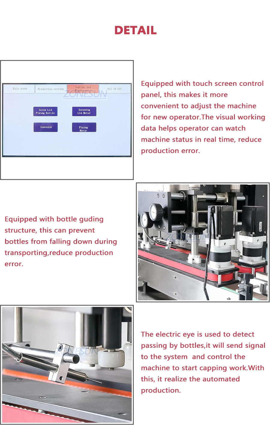 Zonesun Automatic High Speed Dropper Spray Shampoo Bottle Capping Machine